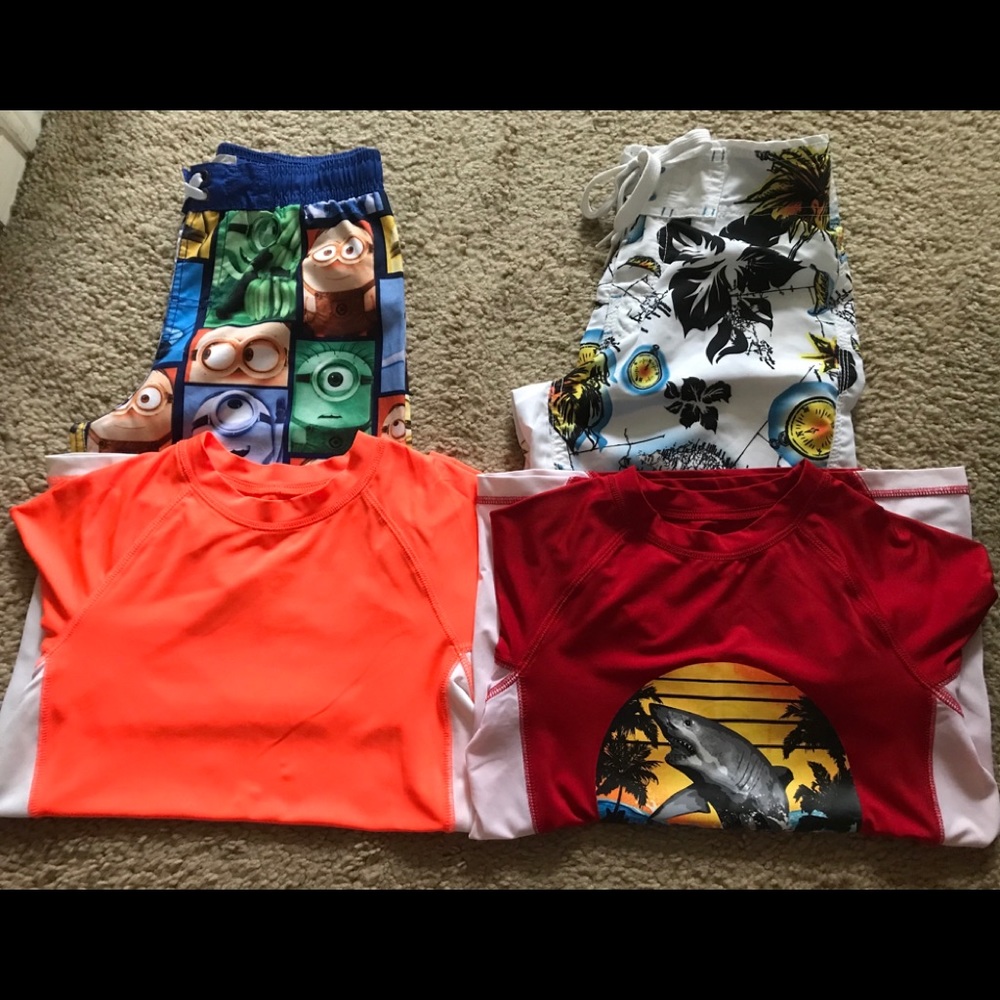 🏖BUNDLE🏖 Boys Rashguard Shirts and Swim Trunks